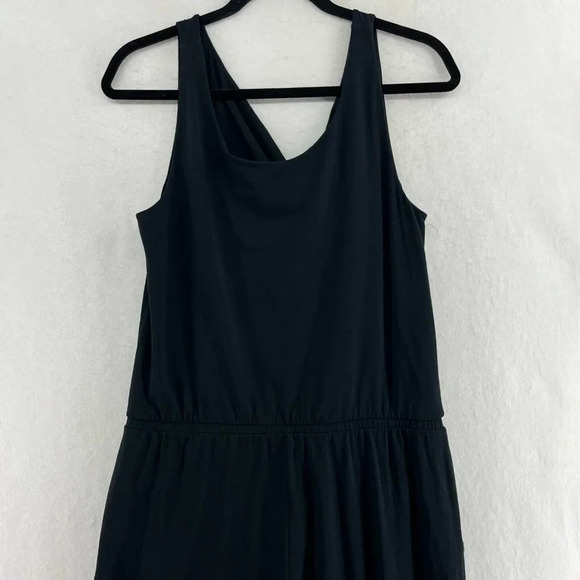 Garnet Hill Jumpsuit Women's Sz 8 Black Round Neck Wide Strap Tapered Stretch - Picture 8 of 12
